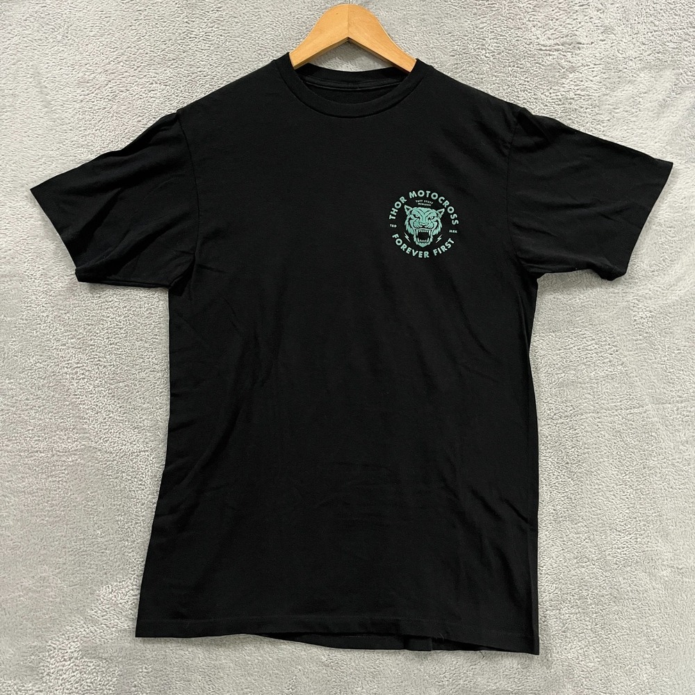 Thor T-Shirt Mens Medium Black Motocross Forever First Short Sleeve Summer Tee